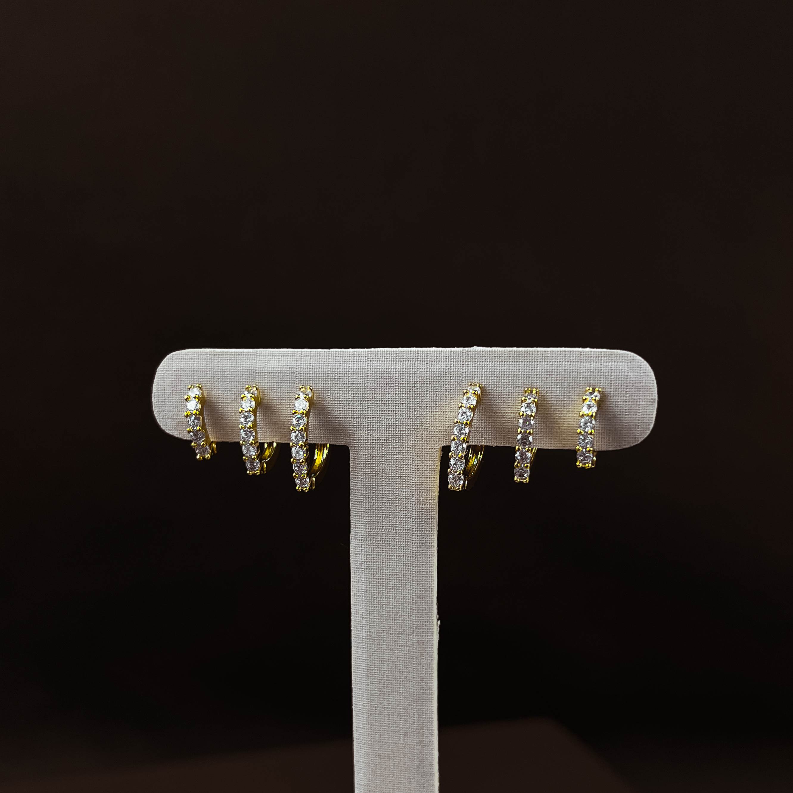 Trio argolas click gota cravejada 10, 12 e 14mm