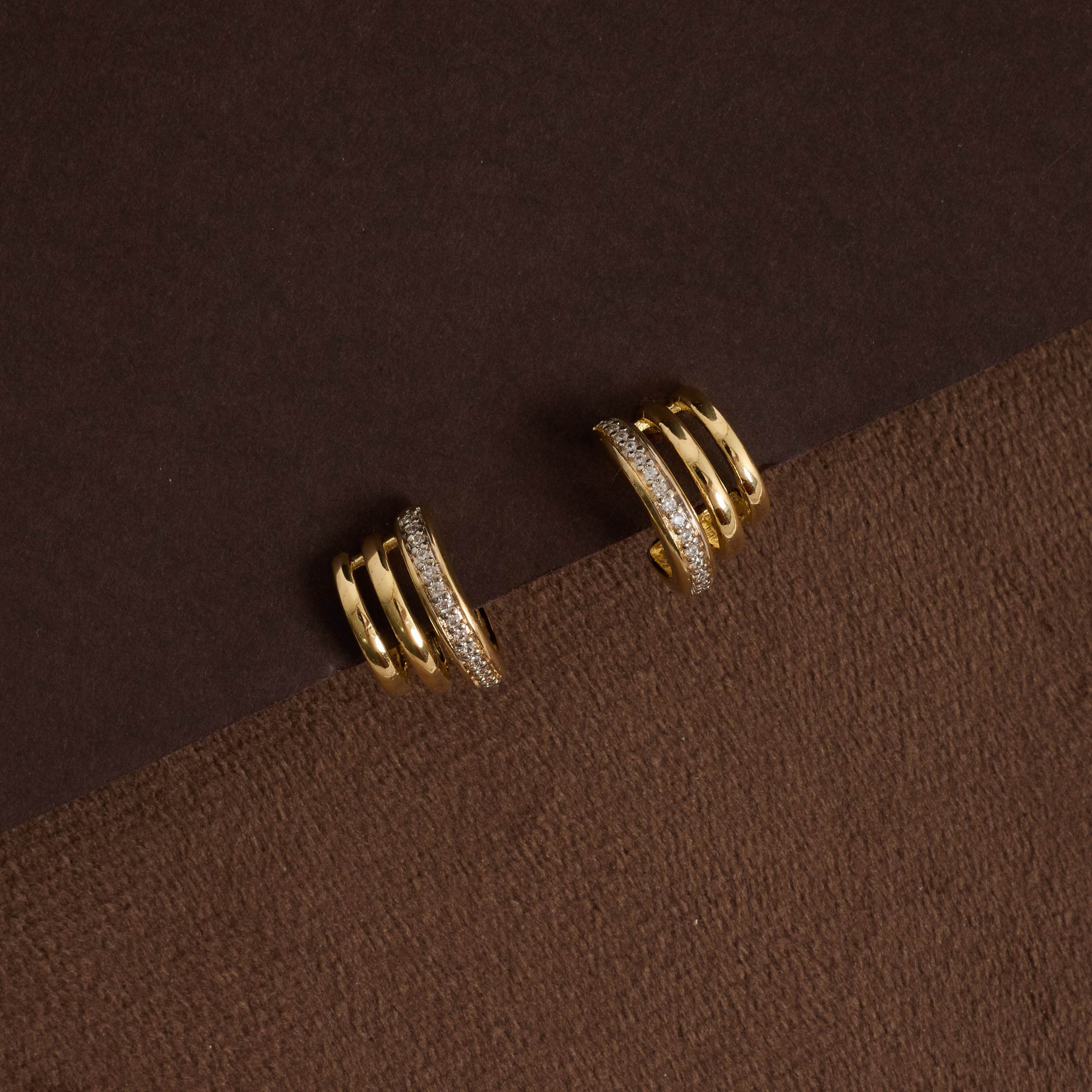 Argola 3 fios lisos e cravejado 14mm tarraxa