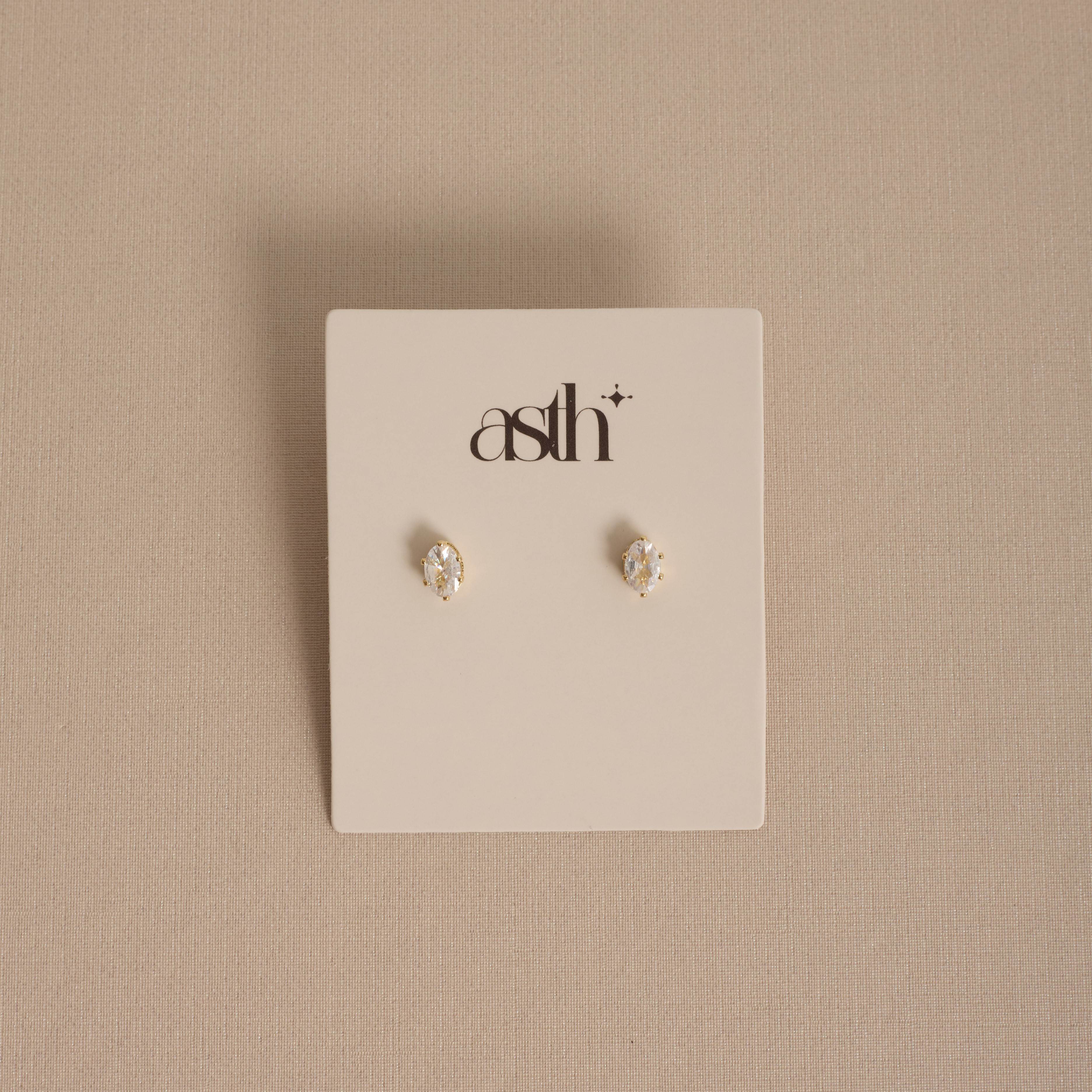 Brinco zircônia oval caixa alta 6mm