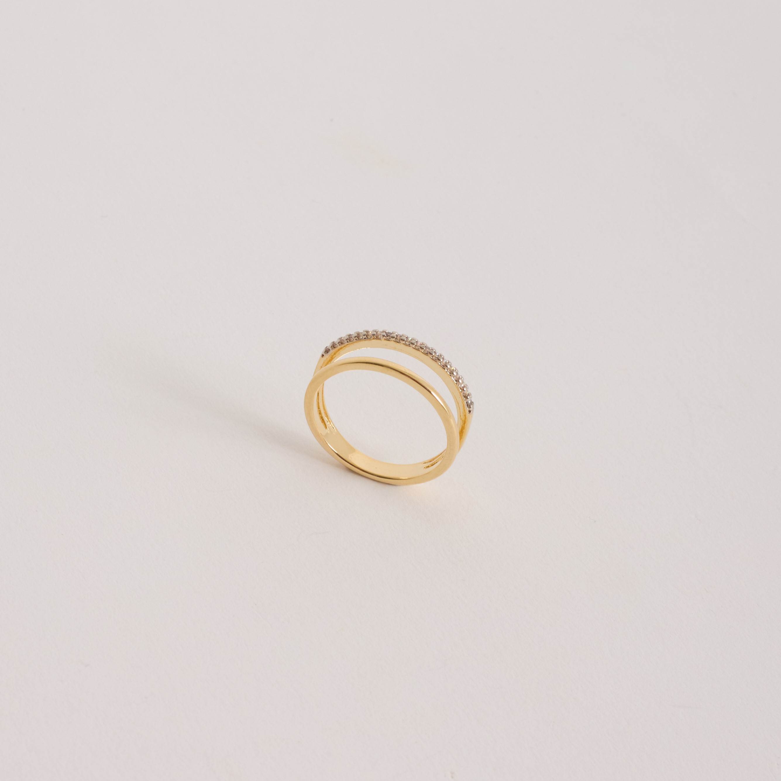 Anel fio duplo aparador e meia aliança