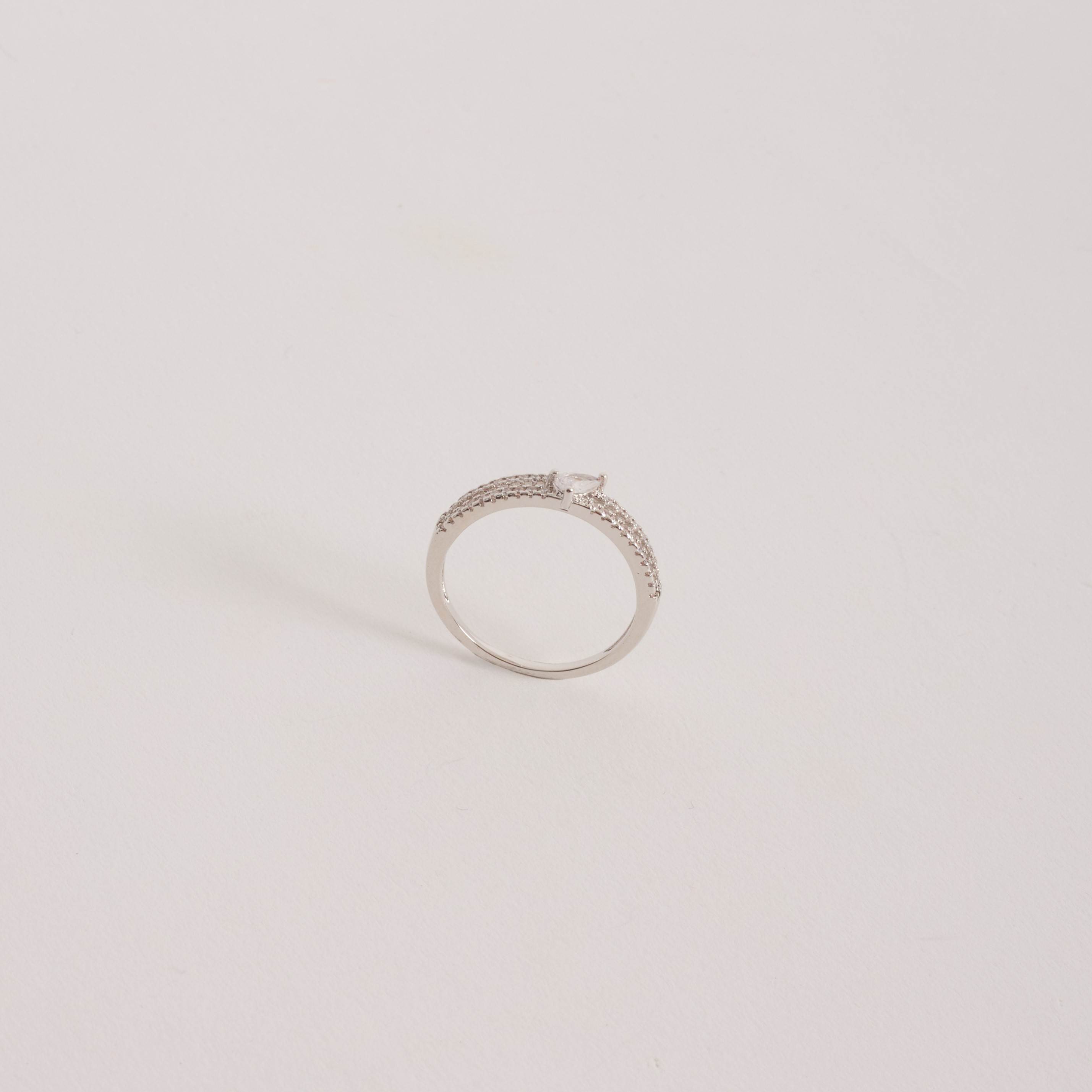 Anel fio duplo meia aliança com zircônia gota