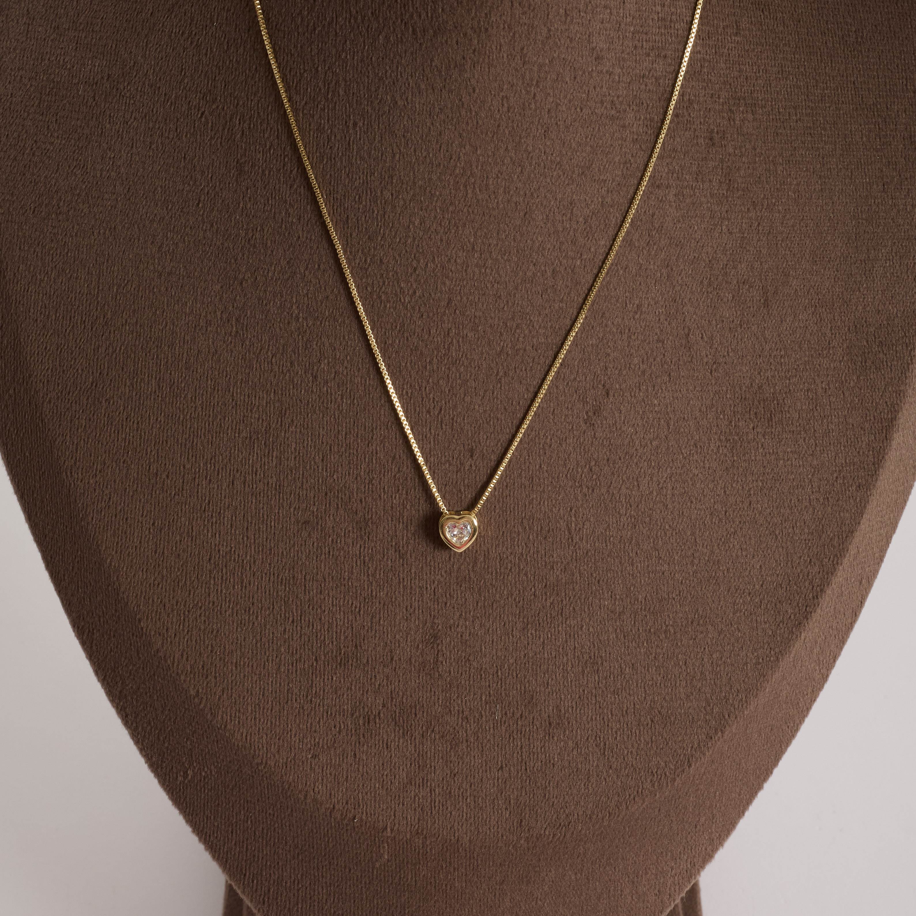 Colar zircônia coração embutida 6mm 40cm com alongadora