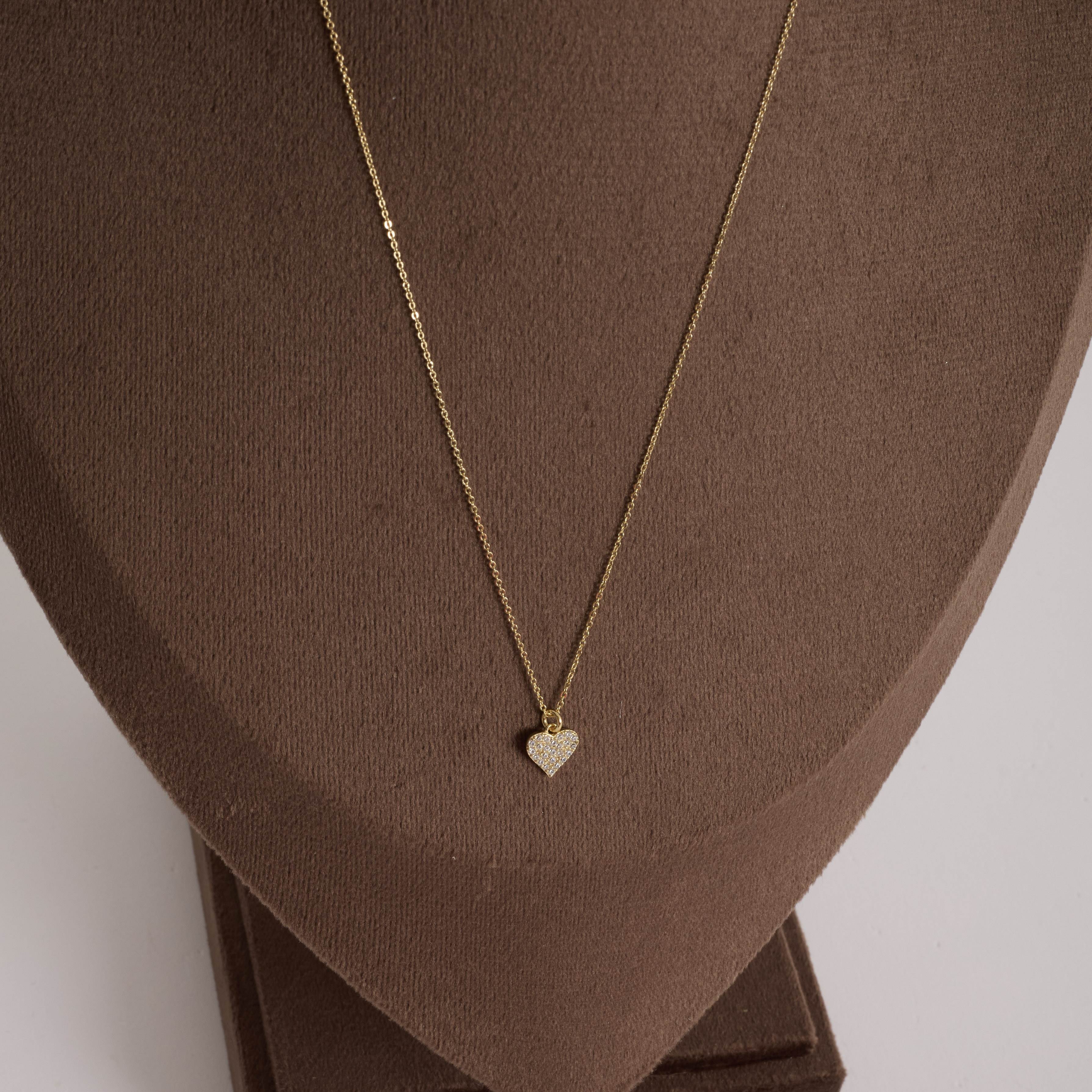 Colar pingente coração cravejado 8mm corrente cadeado 45cm com alongadora