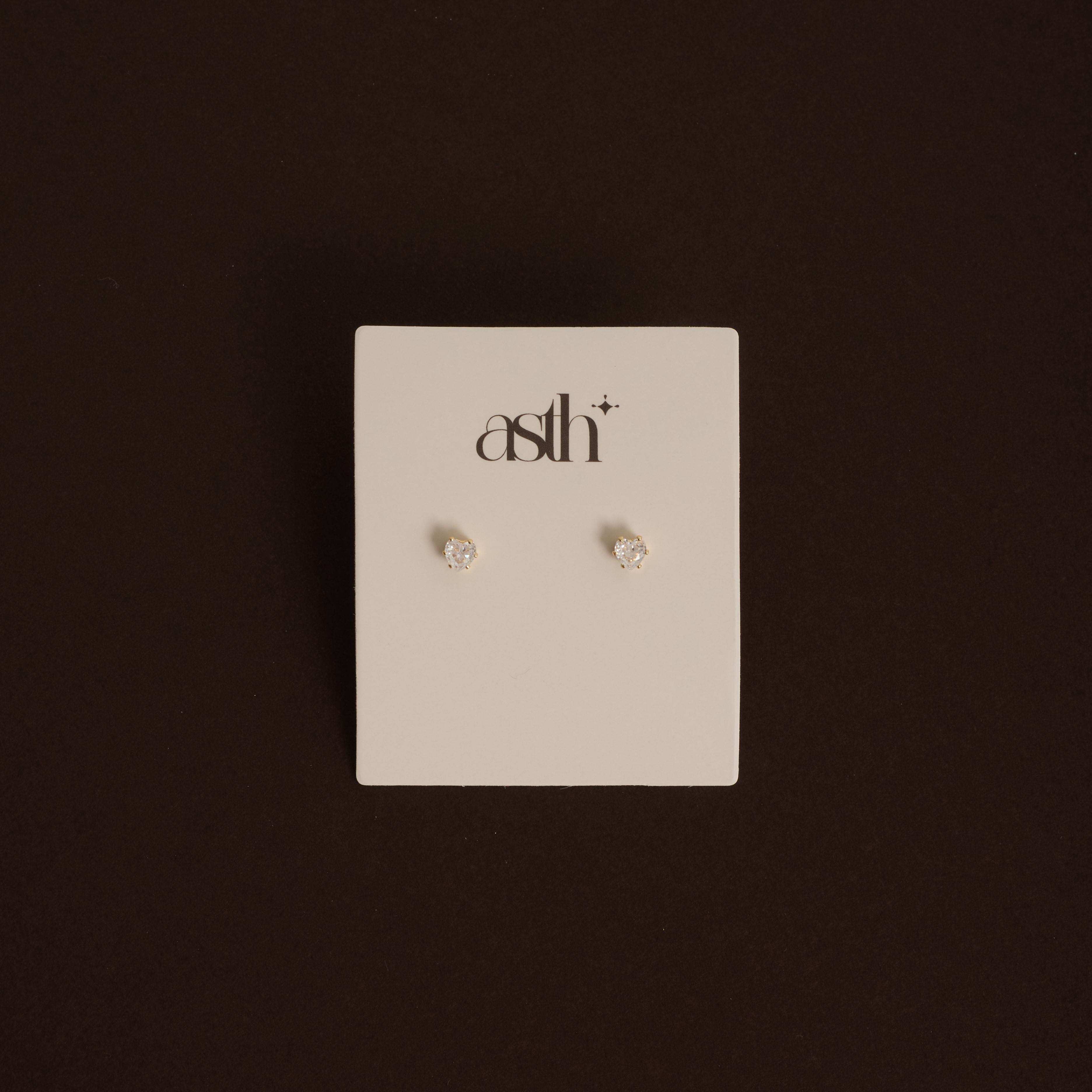 Brinco zircônia coração caixa alta 4mm