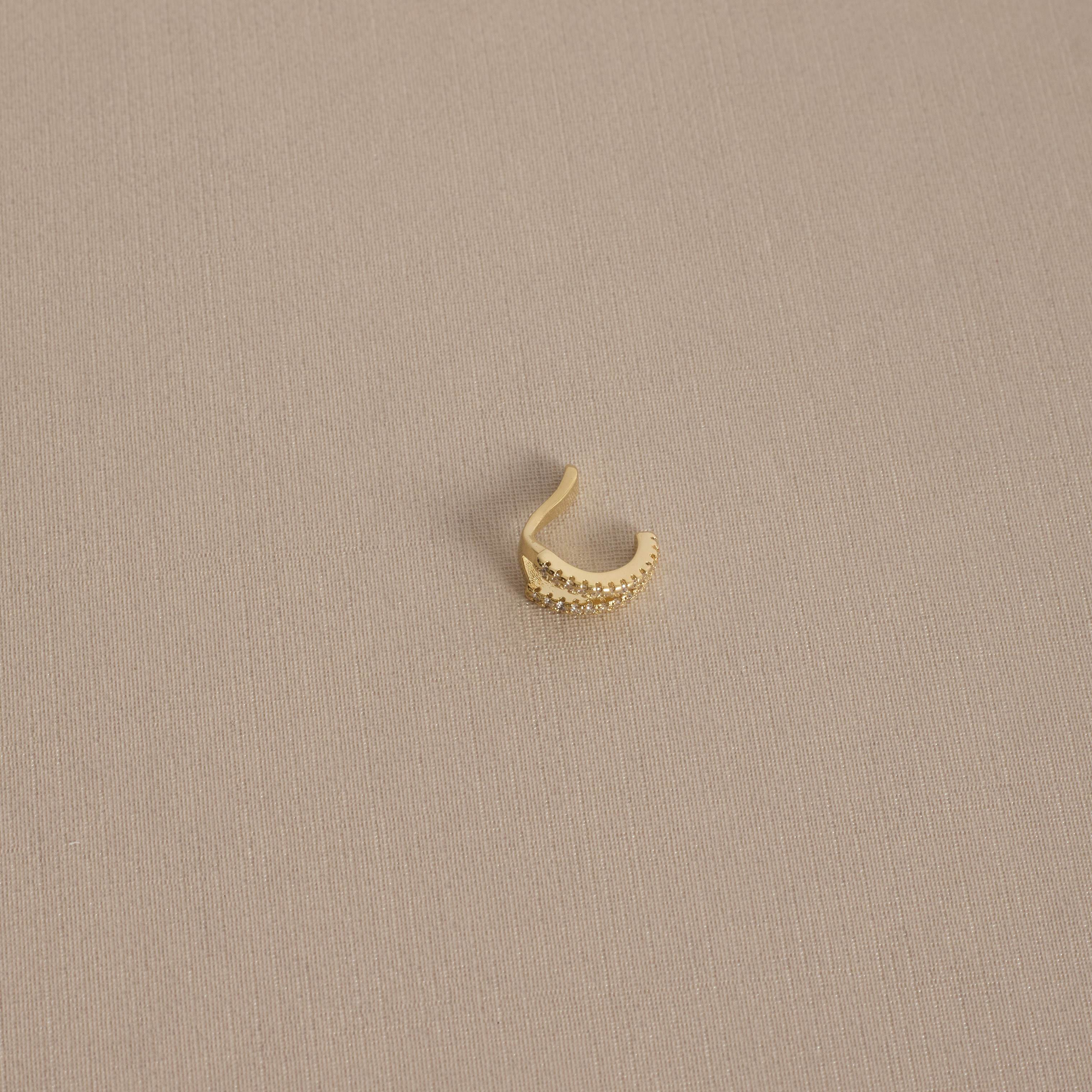 Piercing fake argola fio duplo cravejado