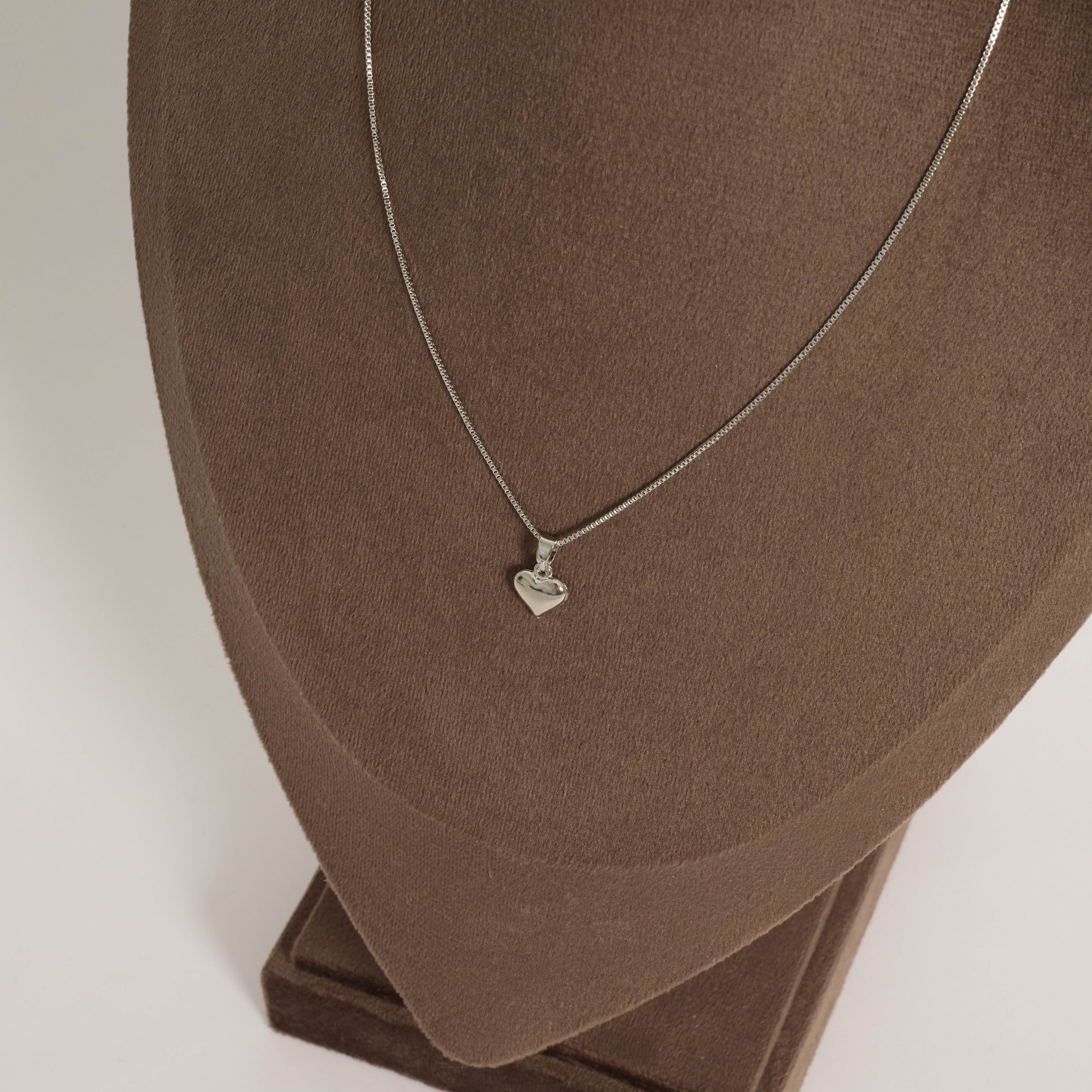 Colar pingente coração 9mm 40cm com alongadora