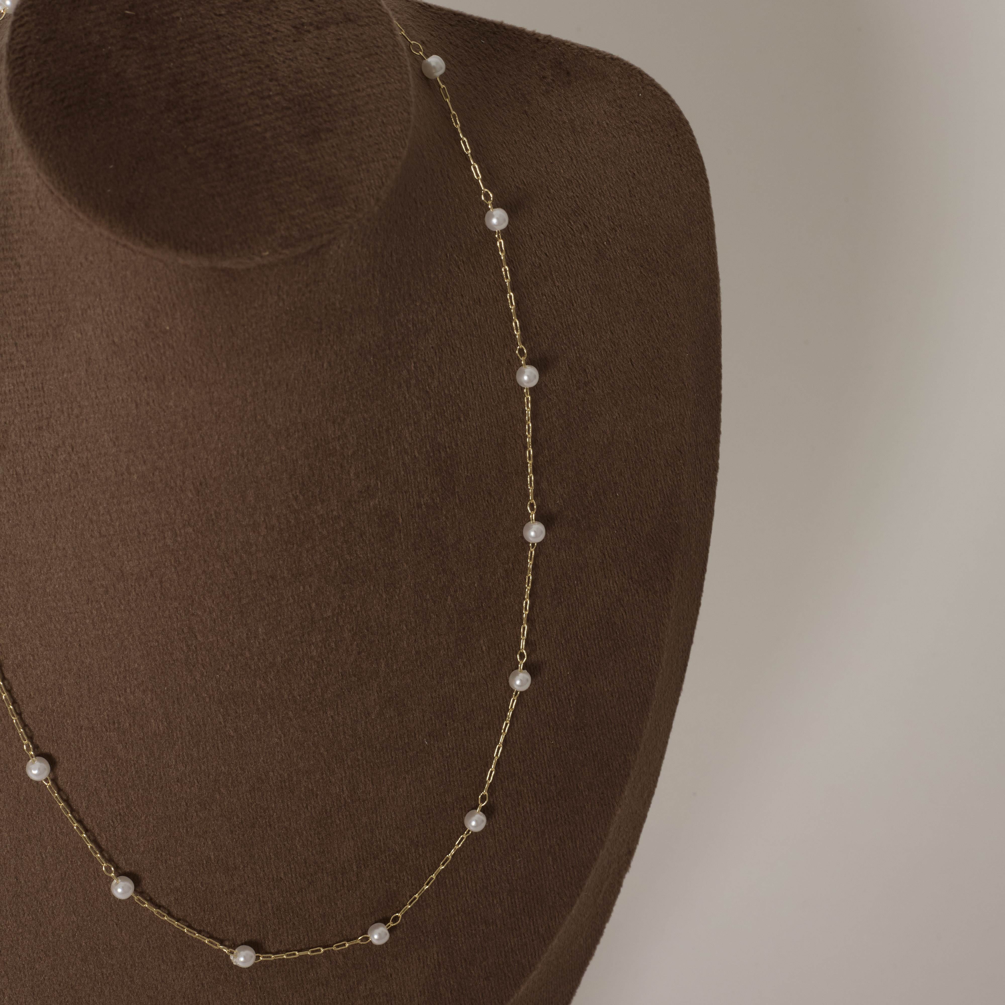 Corrente cartier com pérolas 3.8mm 45cm com alongadora