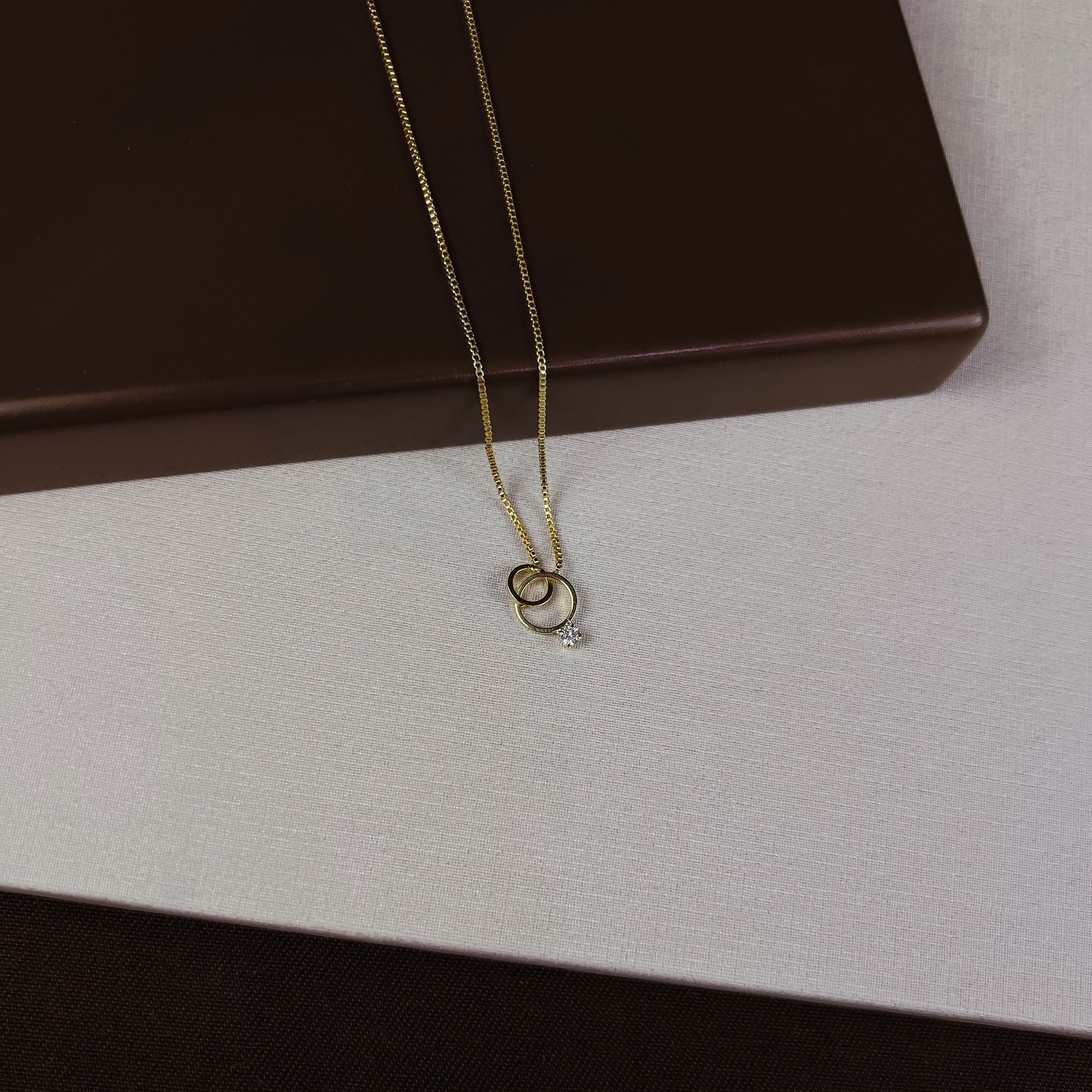 Colar entremeio elos com zircônia 40cm com alongadora