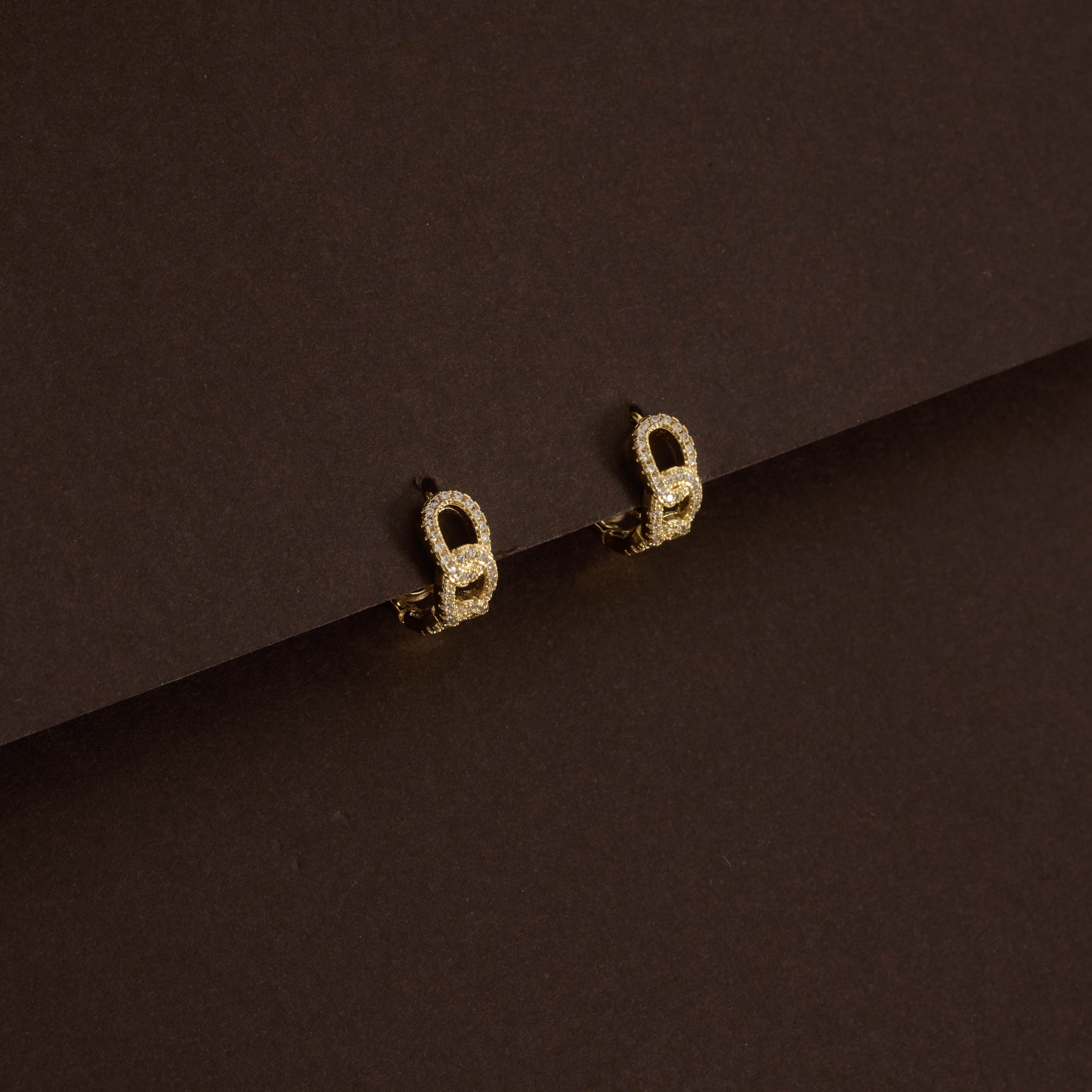 Argola click corrente cravejada 14mm