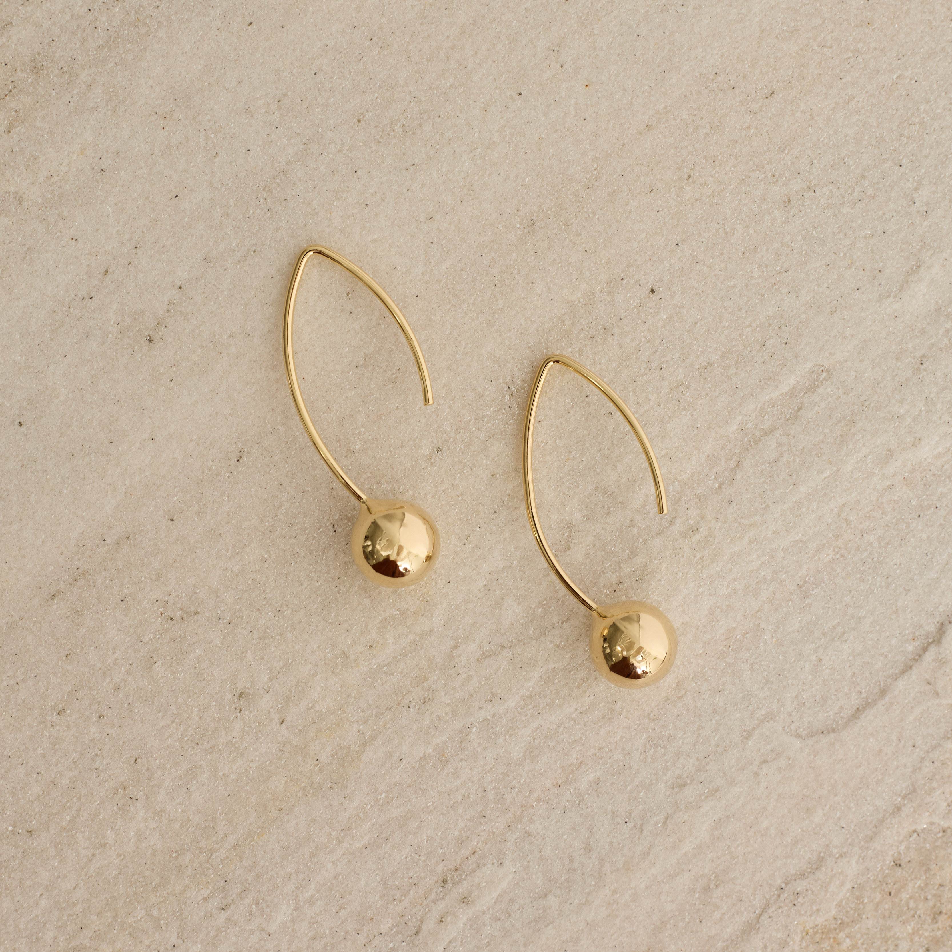 Brinco navete fio rígido com bola 35mm