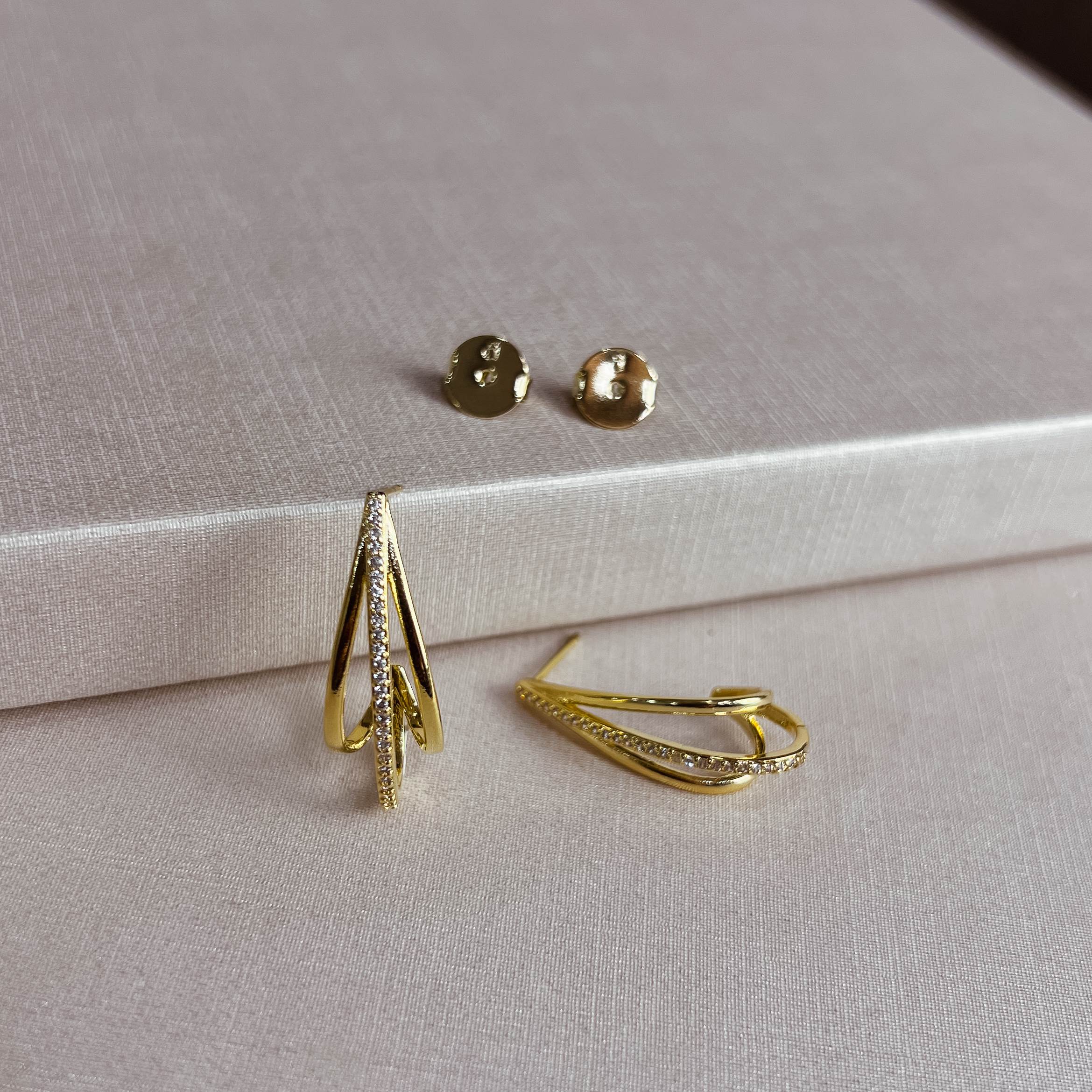 Argola 3 fios lisos e cravejado 29mm tarraxa